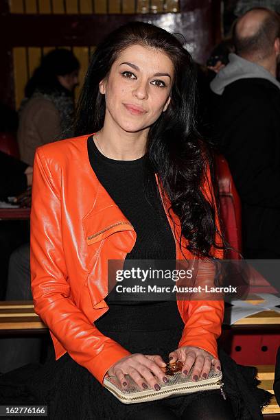 Jovanka Sopalovic poses during the Christophe Guillarme Fall/Winter 2013 Ready-to-Wear show as part of Paris Fashion Week on February 26, 2013 in...