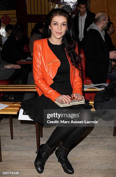 Jovanka Sopalovic poses during the Christophe Guillarme Fall/Winter 2013 Ready-to-Wear show as part of Paris Fashion Week on February 26, 2013 in...