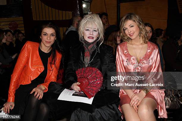 Jovanka Sopalovic and Armande Altai and Eleonore Boccara poses during the Christophe Guillarme Fall/Winter 2013 Ready-to-Wear show as part of Paris...