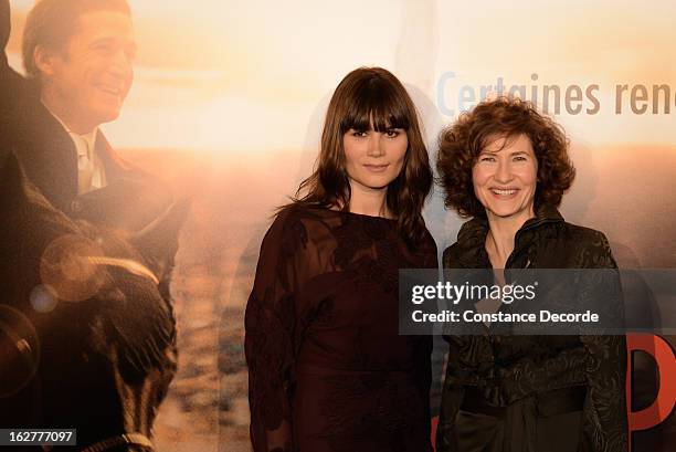 Marina Hands and Marie Bunel attend the "Jappeloup" premiere at Le Grand Rex on February 26, 2013 in Paris, France.