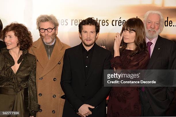 Marie Bunel, Tcheky Karyo, Guillaume Canet, Marina Hands and Donald Sutherland attend the "Jappeloup" premiere at Le Grand Rex on February 26, 2013...
