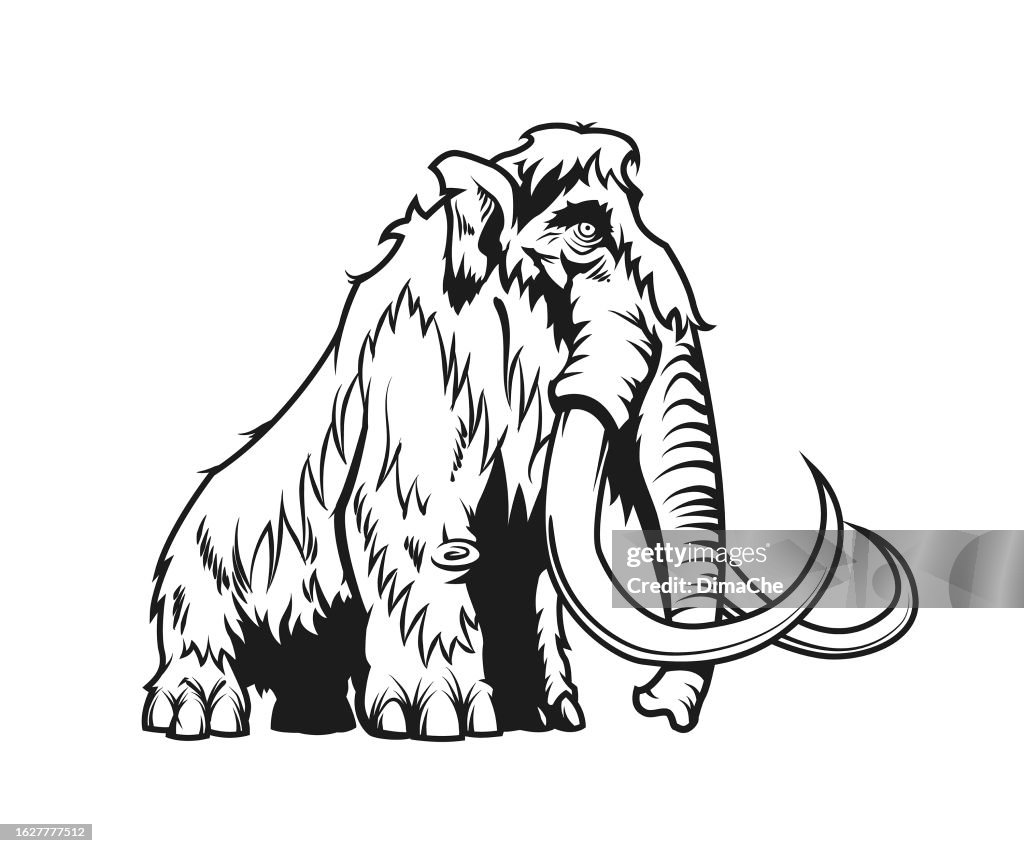 Mammoth silhouette - cut out outline of woolly mammoth character mascot