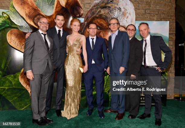 Actors Stanley Tucci, Nicholas Hoult, Eleanor Tomlinson, director Bryan Singer, actors Bill Nighy, John Kassir, and Ewen Bremner attend the premiere...