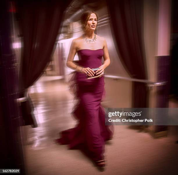 Actress Jennifer Garner backstage during the Oscars held at the Dolby Theatre on February 24, 2013 in Hollywood, California.