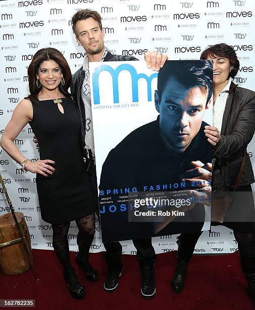 Tamsen Fadal, Josh Duhamel and Moonah Ellison attend the Moves' 2013 Spring Fashion Issue Mens Cover Party at TOY at Gansevoort Hotel on February 26,...