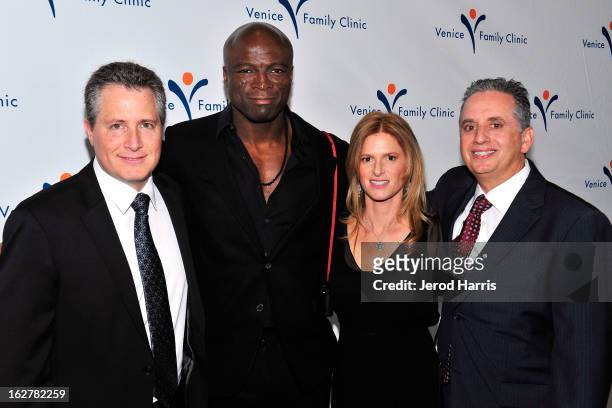 Jeff Nathanson, Seal Julie Liker and Dr. Harley Liker arrive at the 34th Annual Silver Circle Gala benefitting the Venice Family Clinic at the...