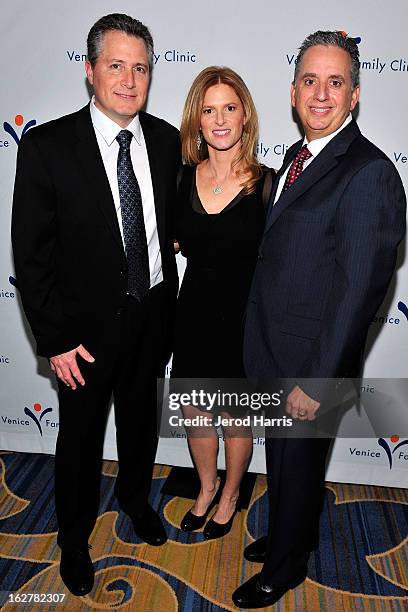 Jeff Nathanson, Julie Liker and Dr. Harley Liker arrive at the 34th Annual Silver Circle Gala benefitting the Venice Family Clinic at the Beverly...