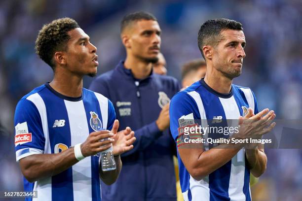 Ivan Marcano and Danny Namaso Edi-Mesumbe Loader of FC Porto show appreciation to the fans at the end of the Liga Portugal Betclic match between FC...