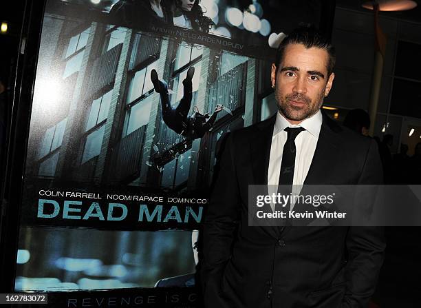 Actor Colin Farrell arrives to the premiere of FilmDistricts's "Dead Man Down" at ArcLight Hollywood on February 26, 2013 in Hollywood, California.