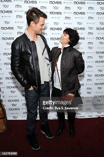Josh Duhamel and Moonah Ellison attend the Moves' 2013 Spring Fashion Issue Mens Cover Party at TOY at Gansevoort Hotel on February 26, 2013 in New...