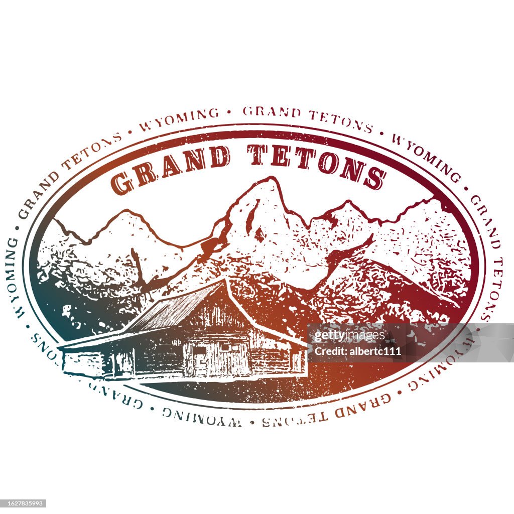 Grand Teton Stylized Travel Stamp
