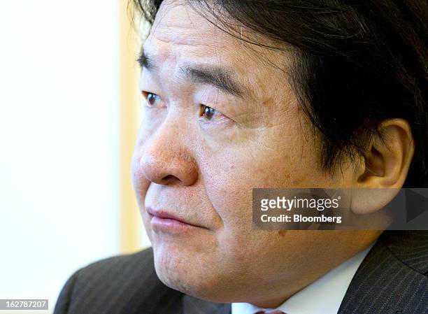 Heizo Takenaka, Japan's former economy minister and professor at Keio University, listens during an interview in Tokyo, Japan, on Wednesday, Feb. 27,...
