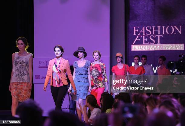 Models walk the runway during the Liverpool Fashion Fest Spring/Summer 2013 fashion show on February 26, 2013 in Mexico City, Mexico.