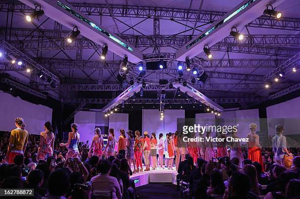 Models walk the runway during the Liverpool Fashion Fest Spring/Summer 2013 fashion show on February 26, 2013 in Mexico City, Mexico.