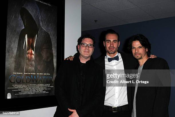 Director Dave Parker, actor/writer/producer Ivan Djurovic and actor Rick Irwin attend the Screening and Q&A for "ColdWater" at The Los Angeles Film...