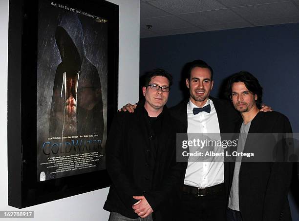 Director Dave Parker, actor/writer/producer Ivan Djurovic and actor Rick Irwin attend the Screening and Q&A for "ColdWater" at The Los Angeles Film...