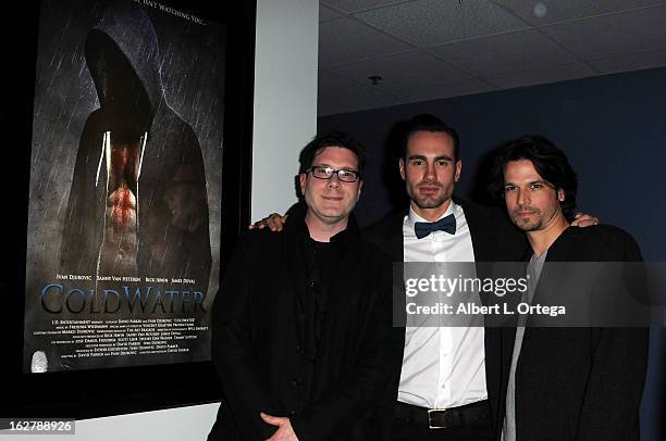 Director Dave Parker, actor/writer/producer Ivan Djurovic and actor Rick Irwin attend the Screening and Q&A for "ColdWater" at The Los Angeles Film...