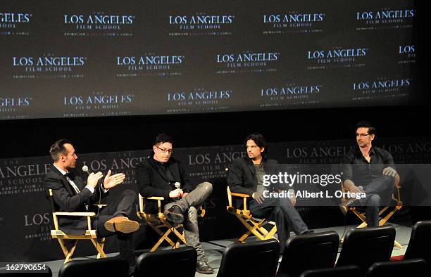 Actor/writer/producer Ivan Djurovic, director Dave Parker, actor Rick Irwin and moderator Ryan Turek attend the Screening and Q&A for "ColdWater" at...