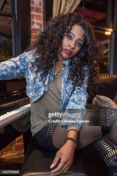 Recording artist Shanell poses backstage at the "Love, Life & Reality" show at Federal Bar on February 26, 2013 in Hollywood, California.