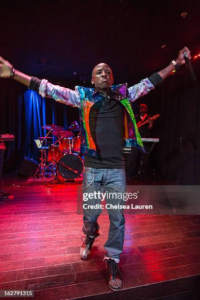 Recording artist Tah Mac performs at the "Love, Life & Reality" show at Federal Bar on February 26, 2013 in Hollywood, California.