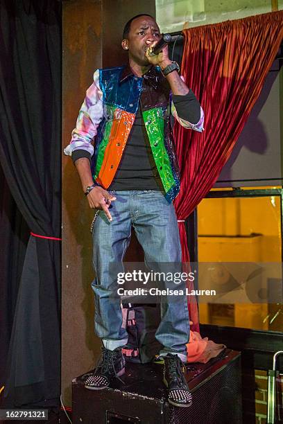 Recording artist Tah Mac performs at the "Love, Life & Reality" show at Federal Bar on February 26, 2013 in Hollywood, California.