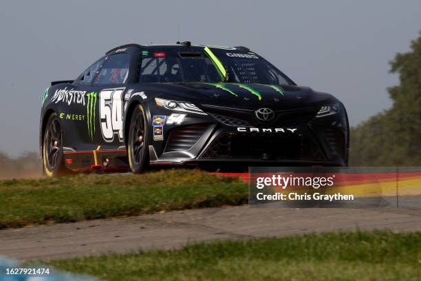 Ty Gibbs, driver of the Monster Energy Toyota, drives during the NASCAR Cup Series Go Bowling at The Glen at Watkins Glen International on August 20,...