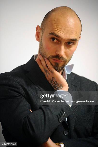 Russian authtor Nicolai Lilin attends the presentation of his latest book "Educazione Siberiana" at Feltrinelli Bookshop on February 26, 2013 in...