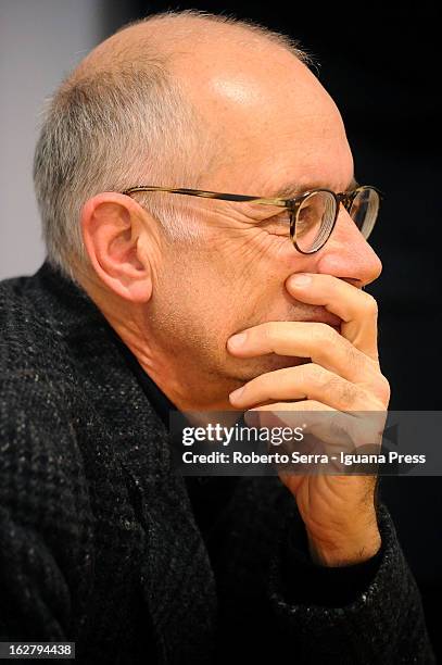 Italian director Gabriele Salvatores attends the presentation of his latest movie "Educazione Siberiana" at Feltrinelli Bookshop on February 26, 2013...