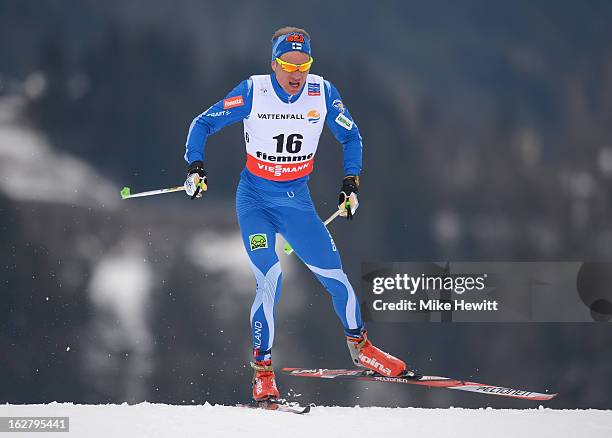 Ville Nousiainen of Finland in action during the Men's Cross Country Individual 15km at the FIS Nordic World Ski Championships on February 27, 2013...
