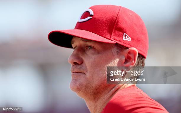 David Bell the manager of the Cincinnati Reds against the Toronto Blue Jays at Great American Ball Park on August 20, 2023 in Cincinnati, Ohio.