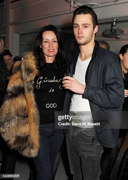 Trish Simonon and son Claude Simonon attend the launch of artist Dinos Chapman's first album 'Luftbobler' at The Vinyl Factory on February 27, 2013...