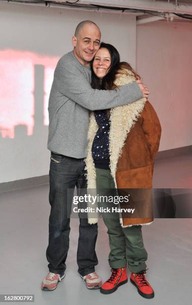 Dino Chapmen and Charlotte Stockdale attend the launch of Dinos Chapman's album 'Luftbobler' at The Vinyl Factory Gallery on February 27, 2013 in...