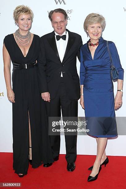 Carola Ferstl, Anton Voglmaier and Friede Springer attend 'Waldorf Astoria Berlin Grand Opening' at Waldorf Astoria Berlin on February 27, 2013 in...