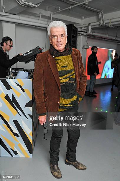 Nicholas Haslam attends the launch of Dinos Chapman's album 'Luftbobler' at The Vinyl Factory Gallery on February 27, 2013 in London, England.