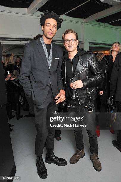 Charlie Casely-Hayford and Oliver Proudlock attend the launch of Dinos Chapman's album 'Luftbobler' at The Vinyl Factory Gallery on February 27, 2013...