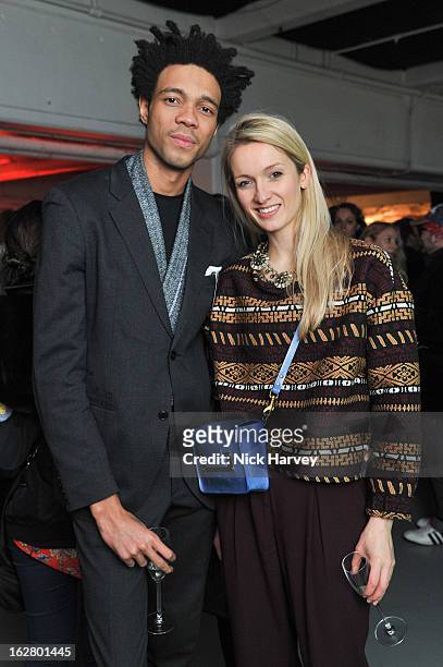 Charlie Casely-Hayford and Tilly Macalister-Smith attend the launch of Dinos Chapman's album 'Luftbobler' at The Vinyl Factory Gallery on February...