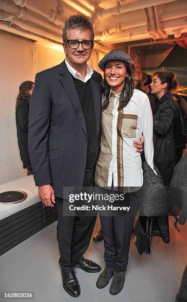 Dino Chapman and Hikari Yokoyama attend the launch of Dinos Chapman's album 'Luftbobler' at The Vinyl Factory Gallery on February 27, 2013 in London,...