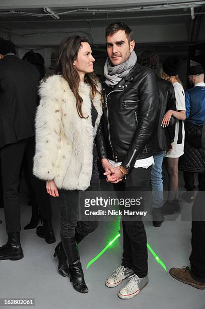 Fran Hickman and Oscar Humphries attend the launch of Dinos Chapman's album 'Luftbobler' at The Vinyl Factory Gallery on February 27, 2013 in London,...