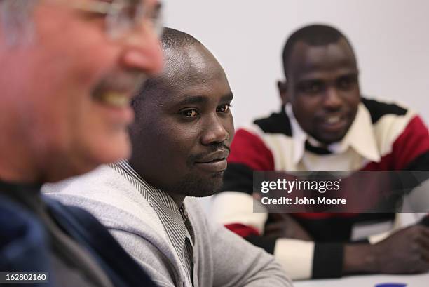 Refugees learns employment skills from volunteers during a job readiness class held at the International Rescue Committee , center on February 27,...