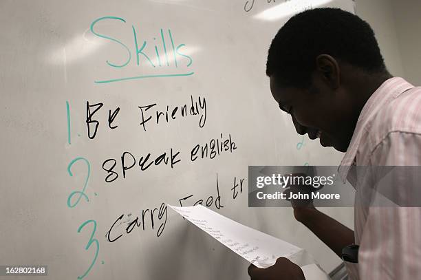 Sudanese refugee learns employment skills during a job readiness class held at the International Rescue Committee , center on February 27, 2013 in...