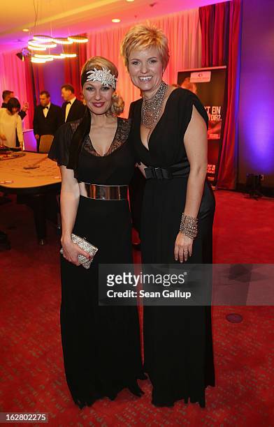 Ruth Moschner and Carola Ferstl attend the grand opening of the Waldorf Astoria Berlin hotel on February 27, 2013 in Berlin, Germany.