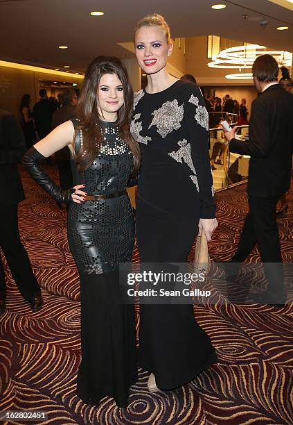 Elisa Schmidt and Franziska Knuppe attend the grand opening of the Waldorf Astoria Berlin hotel on February 27, 2013 in Berlin, Germany.