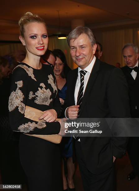 Franziska Knuppe and Klaus Wowereit attend the grand opening of the Waldorf Astoria Berlin hotel on February 27, 2013 in Berlin, Germany.