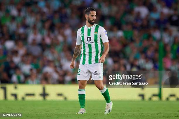 Isco Alarcon of Real Betis looks on during the LaLiga EA Sports match between Real Betis and Atletico Madrid at Estadio Benito Villamarin on August...