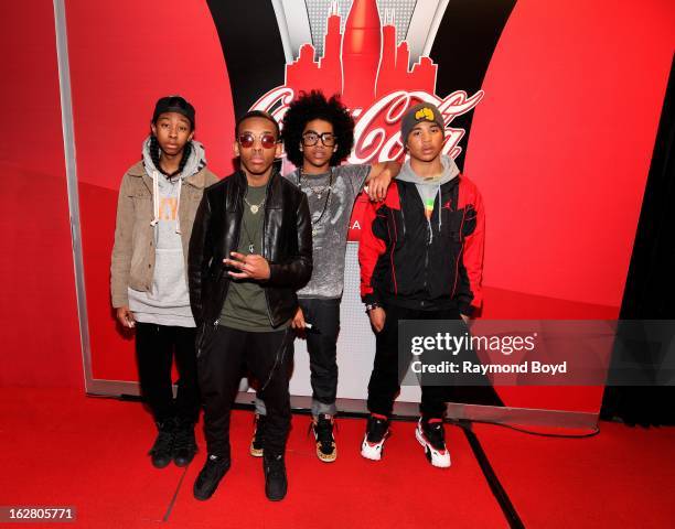 Mindless Behavior, poses for photos in the WGCI-FM "Coca-Cola Lounge" in Chicago, Illinois on FEBRUARY 24, 2012.