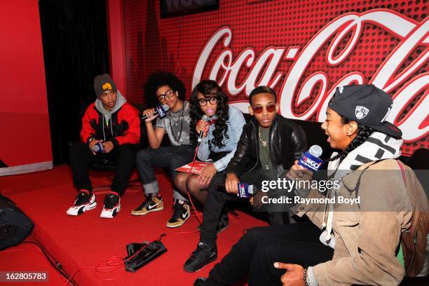 Mindless Behavior, are interviewed by on-air personality Demi Lobo, in the WGCI-FM "Coca-Cola Lounge" in Chicago, Illinois on FEBRUARY 24, 2012.