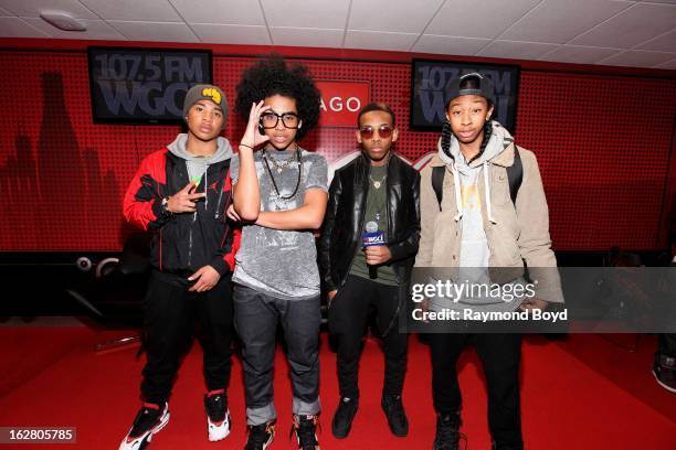 Mindless Behavior, poses for photos in the WGCI-FM "Coca-Cola Lounge" in Chicago, Illinois on FEBRUARY 24, 2012.