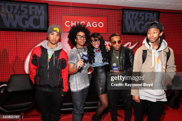 Mindless Behavior, poses for photos with on-air personality Demi Lobo, in the WGCI-FM "Coca-Cola Lounge" in Chicago, Illinois on FEBRUARY 24, 2012.