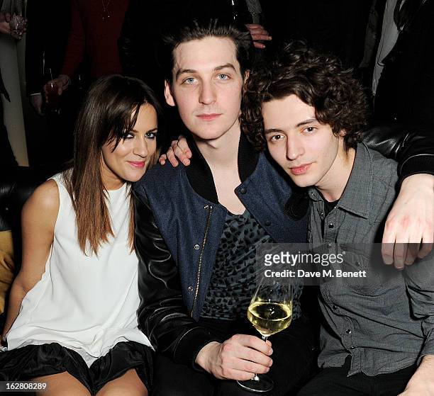Caroline Flack, George Craig and guest party in Wyld at W London Leicester Square after the NME Awards whilst drinking 'CIROC 'n' Roll' cocktails on...