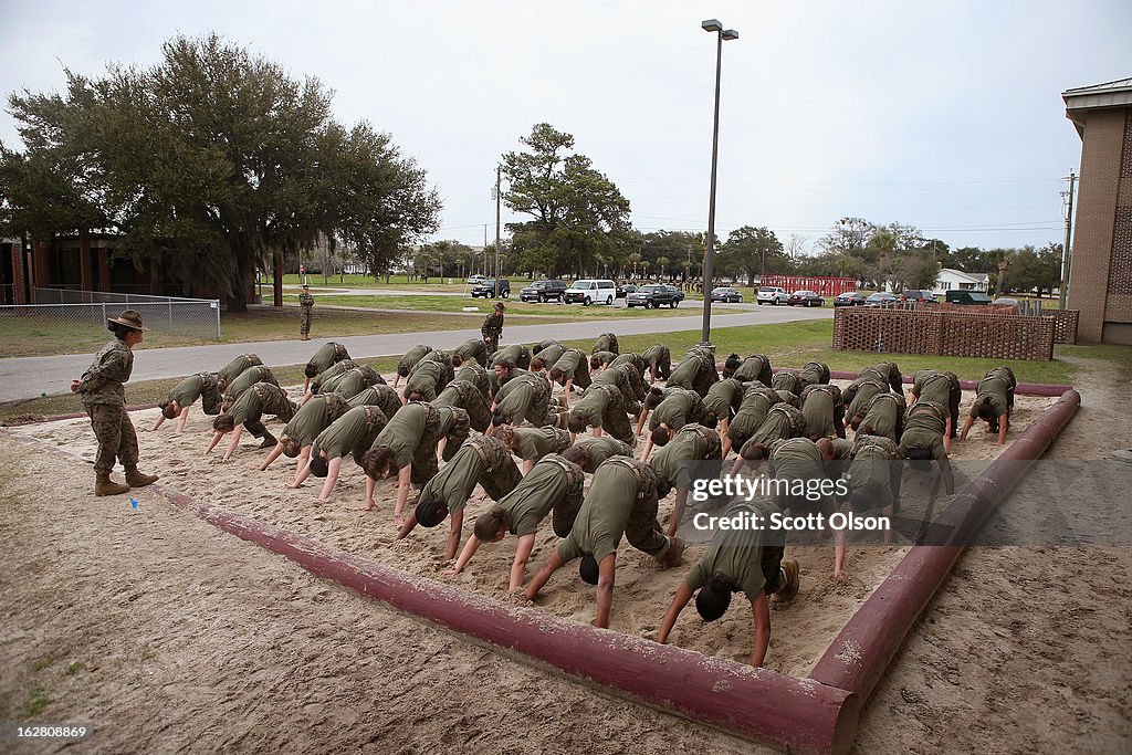 Women Attend Marine Boot Camp At Parris Island, South Carolina